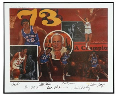 New York Knicks 1973 Championship  Limited Edition Lithograph Signed By 7